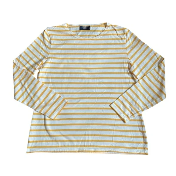 Saint James Yellow and White Stripes Long Sleeves Tee US 10 - Picture 1 of 5